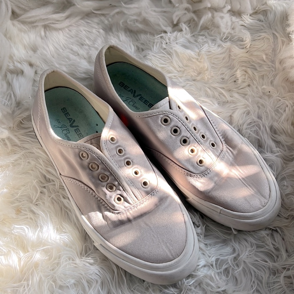 Super cute tan SATIN shoes from SEAVEES.  Great brand and super comfy.